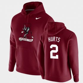 #2 Jalen Hurts Vintage School Logo University of Alabama Pullover Men's Crimson Hoodie 694261-580