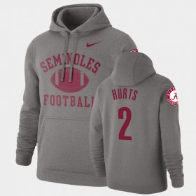 #2 Jalen Hurts Retro Football Alabama Crimson Tide Pullover Men's Heathered Gray Hoodies 842408-373