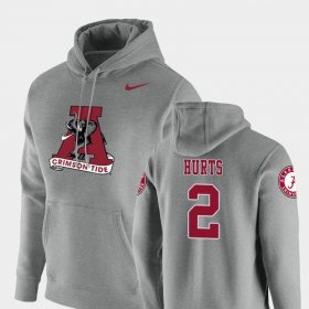 #2 Jalen Hurts Vault Logo Club Alabama Pullover Men's Heathered Gray Hoodie 422738-698 #2 Jalen Hurts Vault Logo Club Alabama Pullover Men's Heathered Gray Hoodie 422738-698
