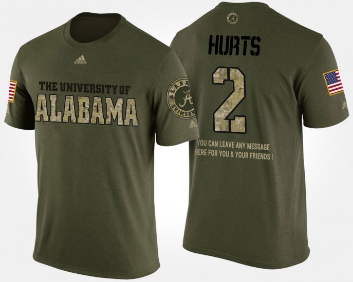 #2 Jalen Hurts Military Bama Short Sleeve With Message Men Camo T-Shirts 512008-166