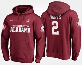 #2 Jalen Hurts Name and Number Alabama Crimson Tide Men Crimson Hoodies 770898-612