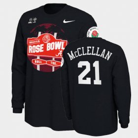#21 Jase McClellan 2021 Rose Bowl Bama Illustrated Long Sleeve Men's Black T-Shirt 855446-283