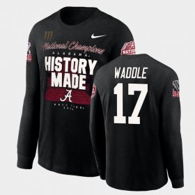 #17 Jaylen Waddle 2020 National Champions Bama History Made Long Sleeve Men's Black T-Shirt 429453-994