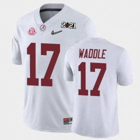 #17 Jaylen Waddle 2021 National Championship Alabama Crimson Tide Men White Jerseys 871449-579