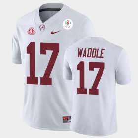 #17 Jaylen Waddle 2021 Rose Bowl Alabama Crimson Tide Champions Mens White Jerseys 698465-168