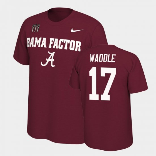 #17 Jaylen Waddle College Football Alabama Mantra Men\'s Crimson T-Shirts 608158-795