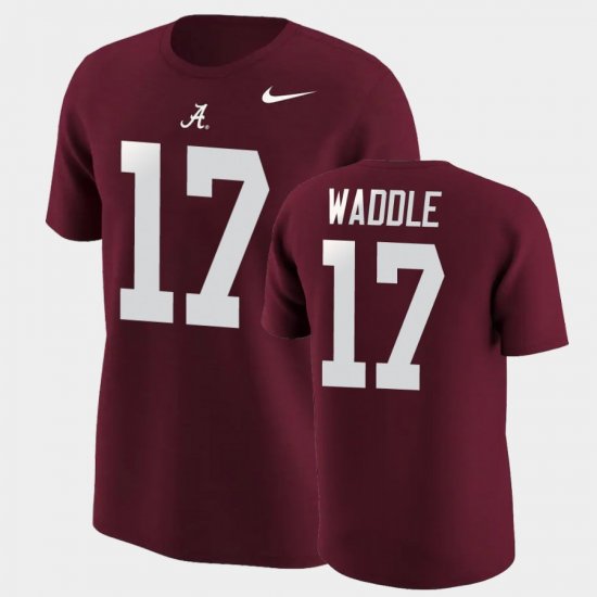 #17 Jaylen Waddle College Football Bama Name & Number Men\'s Crimson T-Shirt 523521-853