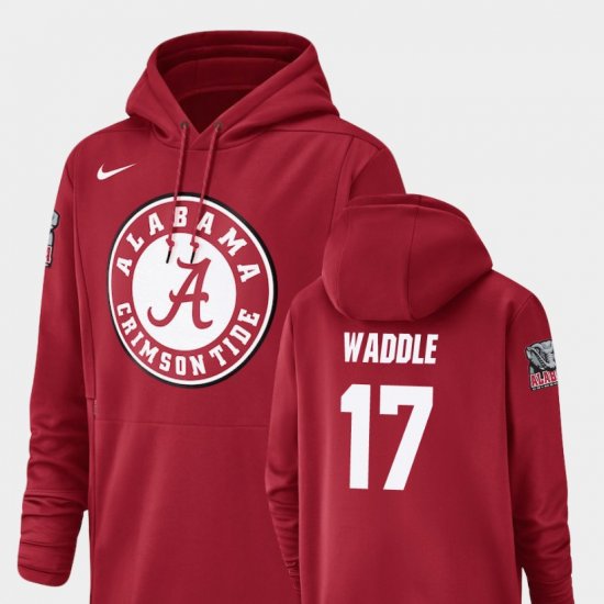 #17 Jaylen Waddle Champ Drive Alabama Crimson Tide Football Performance Mens Crimson Hoodies 732231-628