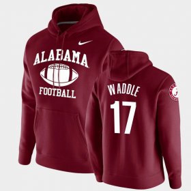 #17 Jaylen Waddle Retro Football Bama Pullover Men's Crimson Hoodies 831173-939