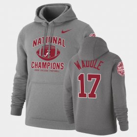 #17 Jaylen Waddle 2020 National Champions Alabama Crimson Tide Retro Pullover Mens Heathered Gray Hoodie 177325-969