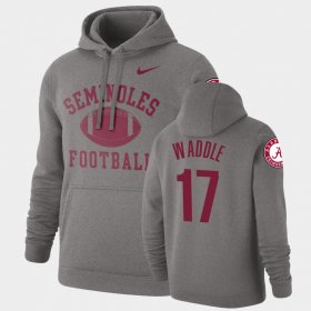 #17 Jaylen Waddle Retro Football Alabama Crimson Tide Pullover Men's Heathered Gray Hoodies 654681-682