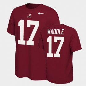 #17 Jaylen Waddle Name and Number Alabama Crimson Tide Name & Number Retro Men's Crimson T-Shirt 473698-528