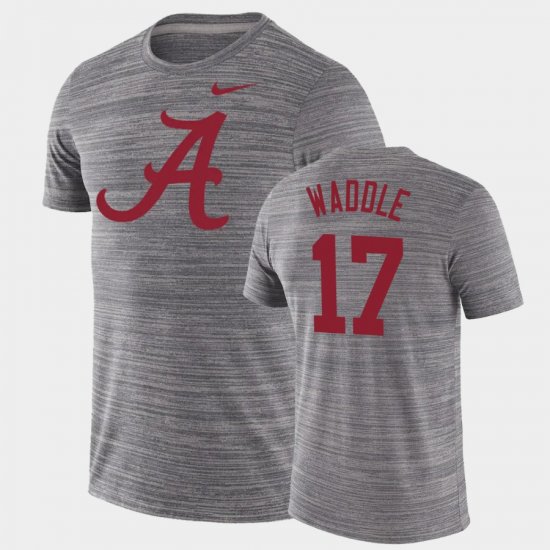 #17 Jaylen Waddle GFX Velocity University of Alabama Velocity Performance Men Charcoal T-Shirts 266489-850