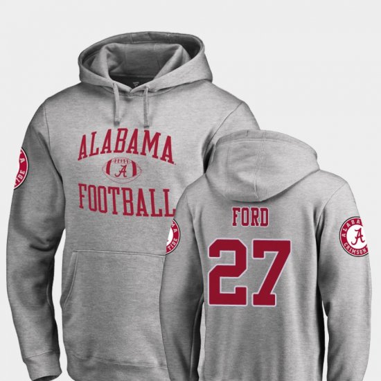 #27 Jerome Ford Neutral Zone Alabama College Football Men\'s Ash Hoodie 257254-862