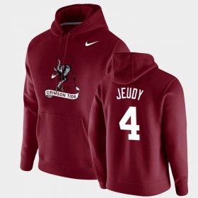 #4 Jerry Jeudy Vintage School Logo University of Alabama Pullover Mens Crimson Hoodie 665736-834