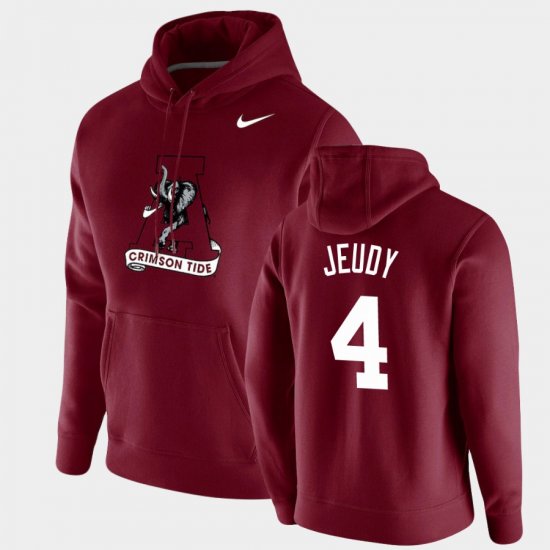 #4 Jerry Jeudy Vintage School Logo University of Alabama Pullover Mens Crimson Hoodie 665736-834