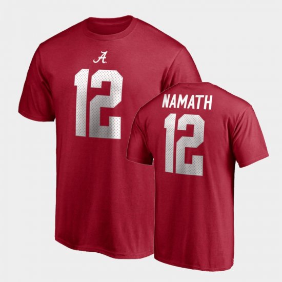 #12 Joe Namath College Legends Bama Name & Number Mens Crimson T-Shirt 205037-820