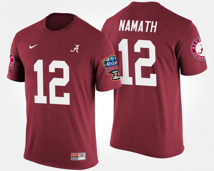 #12 Joe Namath Bowl Game Alabama Crimson Tide Sugar Bowl Men\'s Crimson T-Shirt 237813-493
