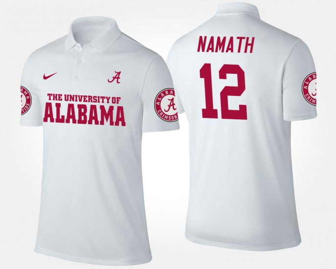 #12 Joe Namath Name and Number Bama Mens White Polo 730463-527