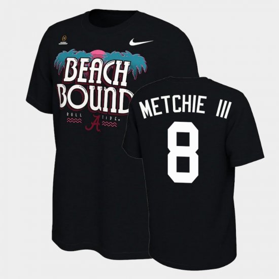 #8 John Metchie III 2021 National Championship Alabama Bound College Football Playoff Men Black T-Shirt 940622-136