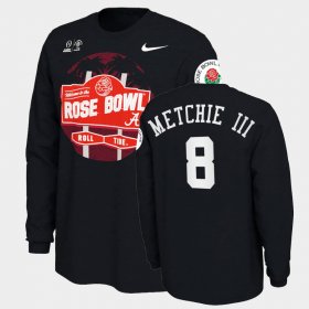 #8 John Metchie III 2021 Rose Bowl Bama Illustrated Long Sleeve Mens Black T-Shirt 994484-568