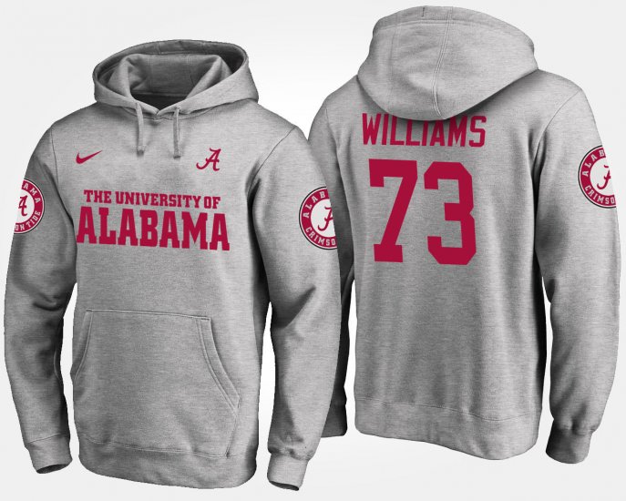 #73 Jonah Williams Name and Number Bama Men\'s Gray Hoodie 552677-408