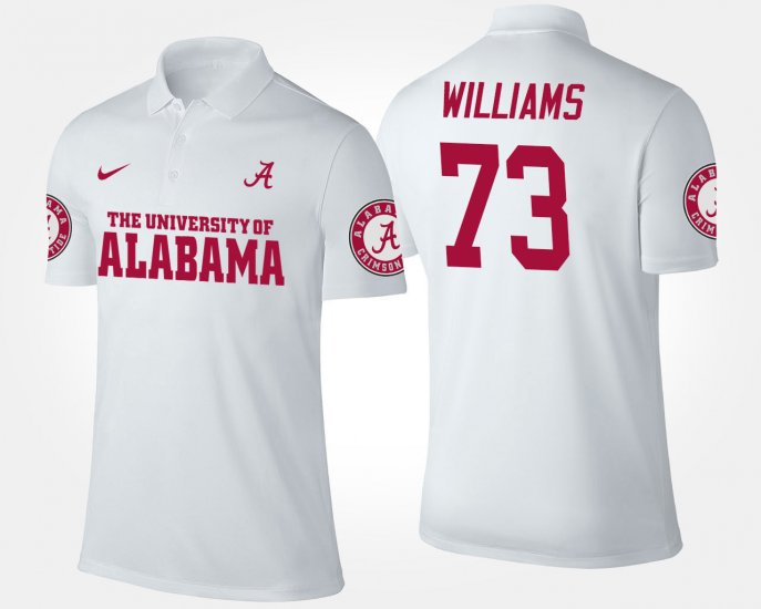 #73 Jonah Williams Name and Number Alabama Crimson Tide Mens White Polo 581449-883