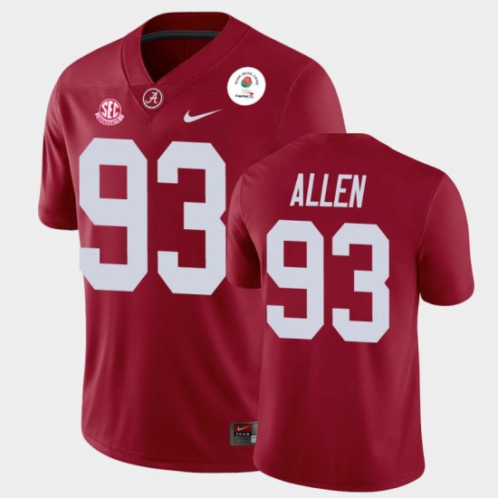 #93 Jonathan Allen 2021 Rose Bowl Bama Champions Mens Crimson Jerseys 592801-320