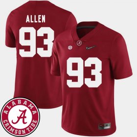 #93 Jonathan Allen College Football Alabama 2018 SEC Patch Mens Crimson Jerseys 820391-958