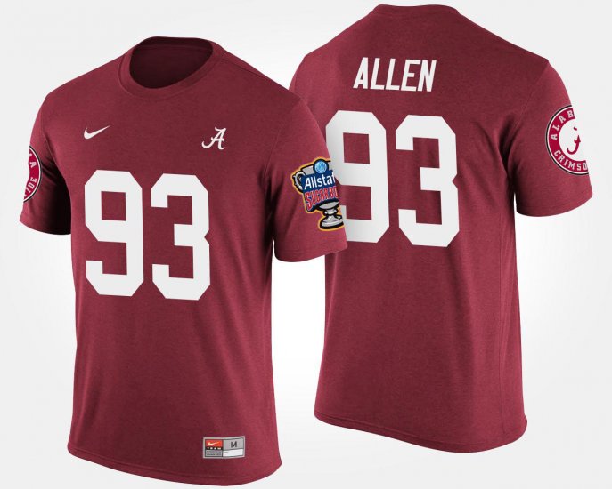 #93 Jonathan Allen Bowl Game Bama Sugar Bowl Mens Crimson T-Shirts 181103-122