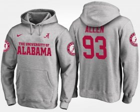 #93 Jonathan Allen Name and Number University of Alabama Mens Gray Hoodies 396931-486