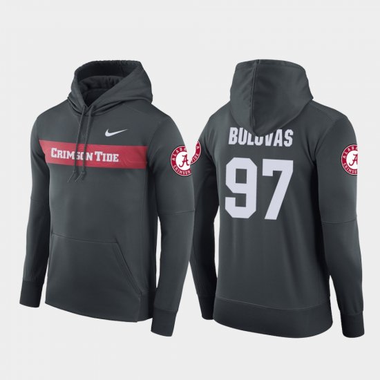 #97 Joseph Bulovas Sideline Seismic Alabama Crimson Tide Football Performance Mens Anthracite Hoodies 322368-144