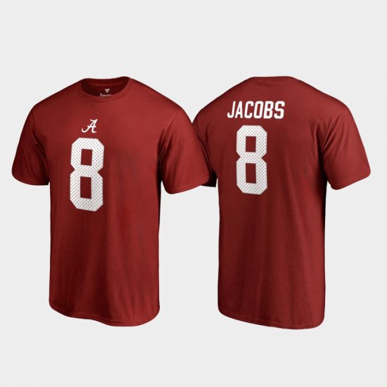 #8 Josh Jacobs College Legends University of Alabama Name & Number Mens Crimson T-Shirt 394483-726