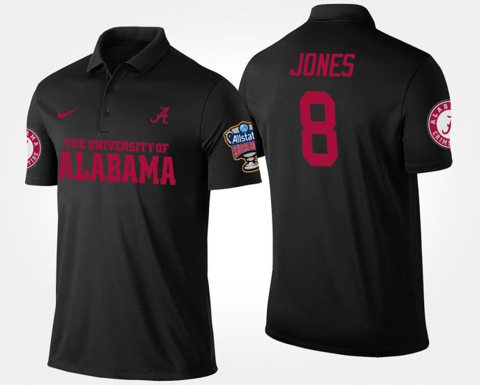 #8 Julio Jones Bowl Game Alabama Crimson Tide Sugar Bowl Name and Number Men Black Polo 512783-516