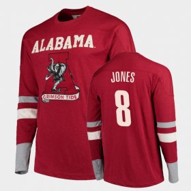 #8 Julio Jones Old School Alabama Crimson Tide Football Long Sleeve Men Crimson T-Shirt 707967-541