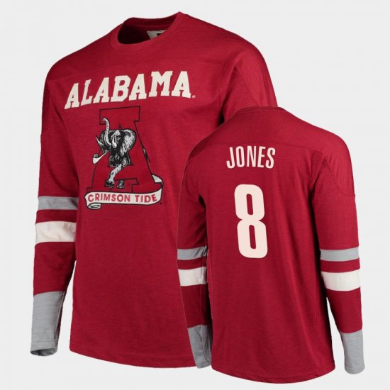 #8 Julio Jones Old School Alabama Crimson Tide Football Long Sleeve Men Crimson T-Shirt 707967-541