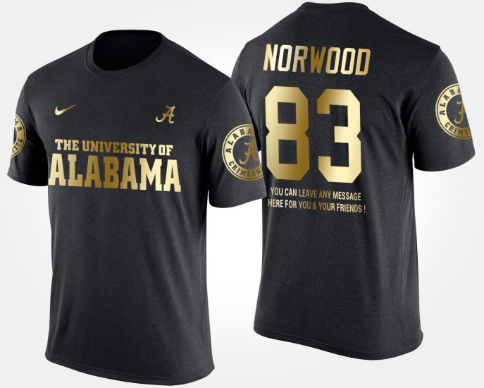#83 Kevin Norwood Gold Limited Alabama Short Sleeve With Message Mens Black T-Shirt 559321-502