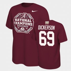 #69 Landon Dickerson 2020 National Champions University of Alabama 3X CFP Men Crimson T-Shirt 314502-379