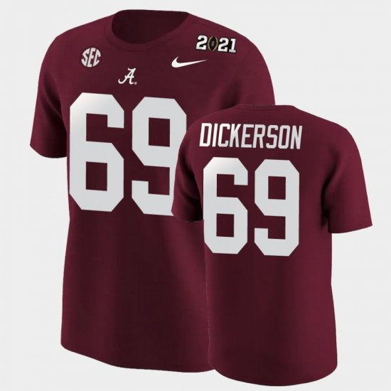 #69 Landon Dickerson 2020 National Champions Alabama Mens Crimson T-Shirts 166014-305