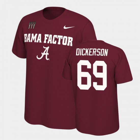 #69 Landon Dickerson College Football University of Alabama Mantra Mens Crimson T-Shirt 227693-659