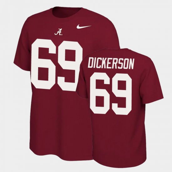 #69 Landon Dickerson Name and Number Bama Name & Number Retro Mens Crimson T-Shirt 811659-886