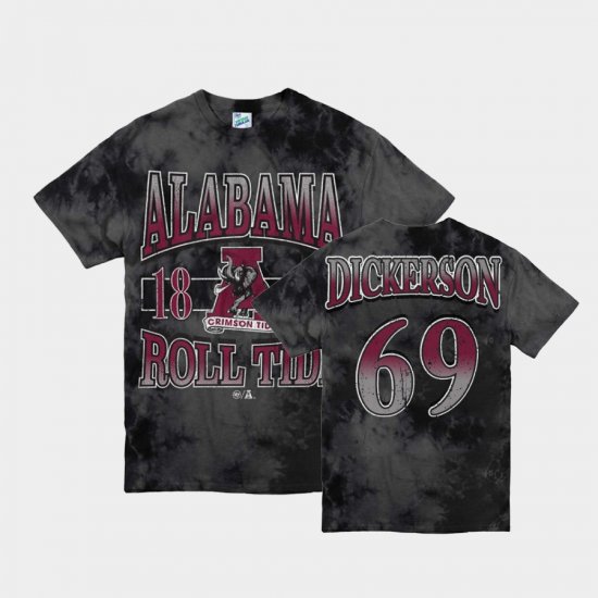 #69 Landon Dickerson Vintage Tubular Alabama Crimson Tide Mens Black T-Shirts 621222-345
