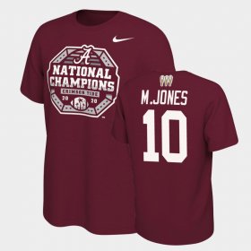 #10 Mac Jones 2020 National Champions Alabama 3X CFP Men Crimson T-Shirts 187018-731