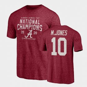 #10 Mac Jones 2020 National Champions Alabama Tri-Blend Men's Crimson T-Shirts 657476-181