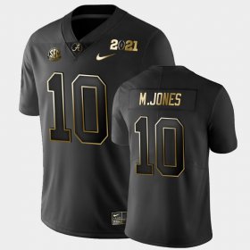 #10 Mac Jones 2021 National Championship University of Alabama Golden Playoff Mens Black Jersey 946554-861