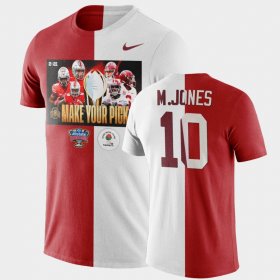 #10 Mac Jones 2021 National Championship Bama Make Your Pick Matchup Split Men Scarlet White T-Shirts 663609-934