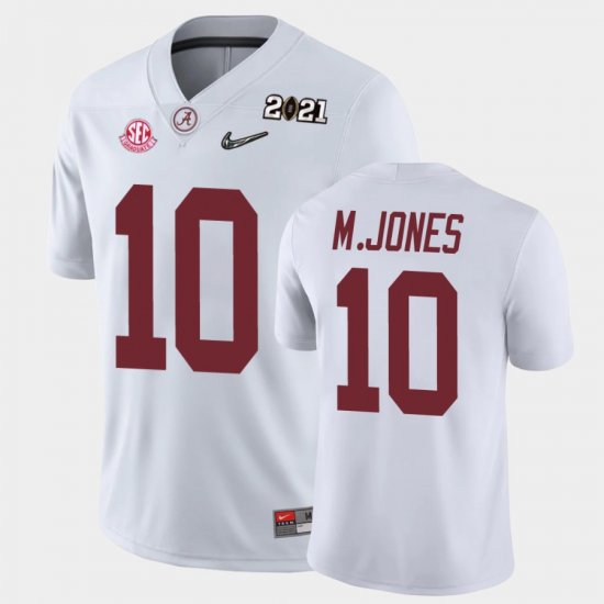 #10 Mac Jones 2021 National Championship Alabama Men\'s White Jerseys 497782-567