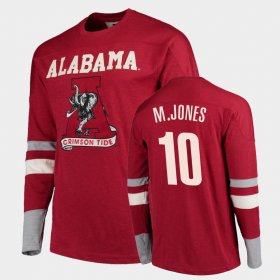 #10 Mac Jones Old School Alabama Crimson Tide Football Long Sleeve Men's Crimson T-Shirts 368843-573
