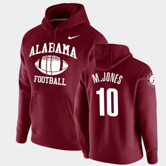 #10 Mac Jones Retro Football University of Alabama Pullover Mens Crimson Hoodie 208623-753