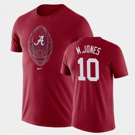 #10 Mac Jones Football Icon Alabama Crimson Tide Legend Men Crimson T-Shirt 395107-133
